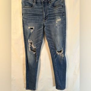 American Eagle Outfitters distressed denim high rise jeggings size 6